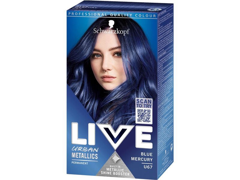 Schwarzkopf LIVE Haarcoloration Urban Metallics U67 Blue Me Haarfarbe mit Metall-Glanz-Booster für kühle, schimmernde Töne