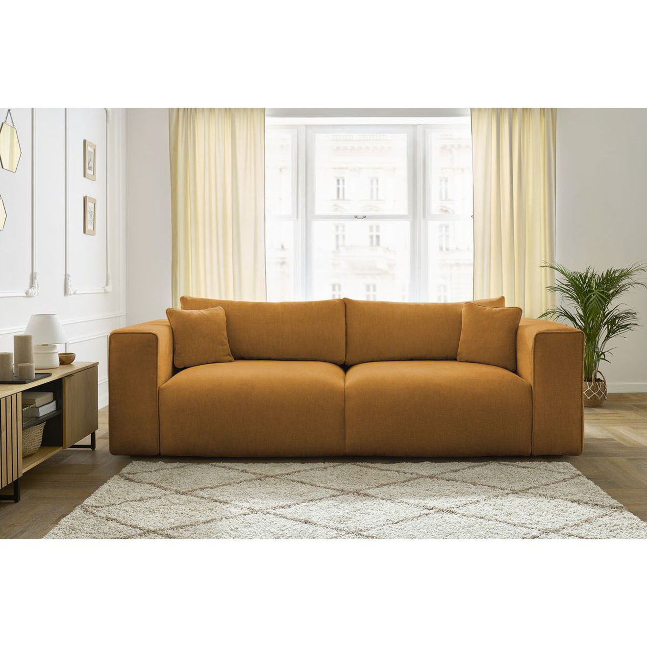 Bobochic Canapé convertible coffre ezechiel orange - 265x109x82 cm