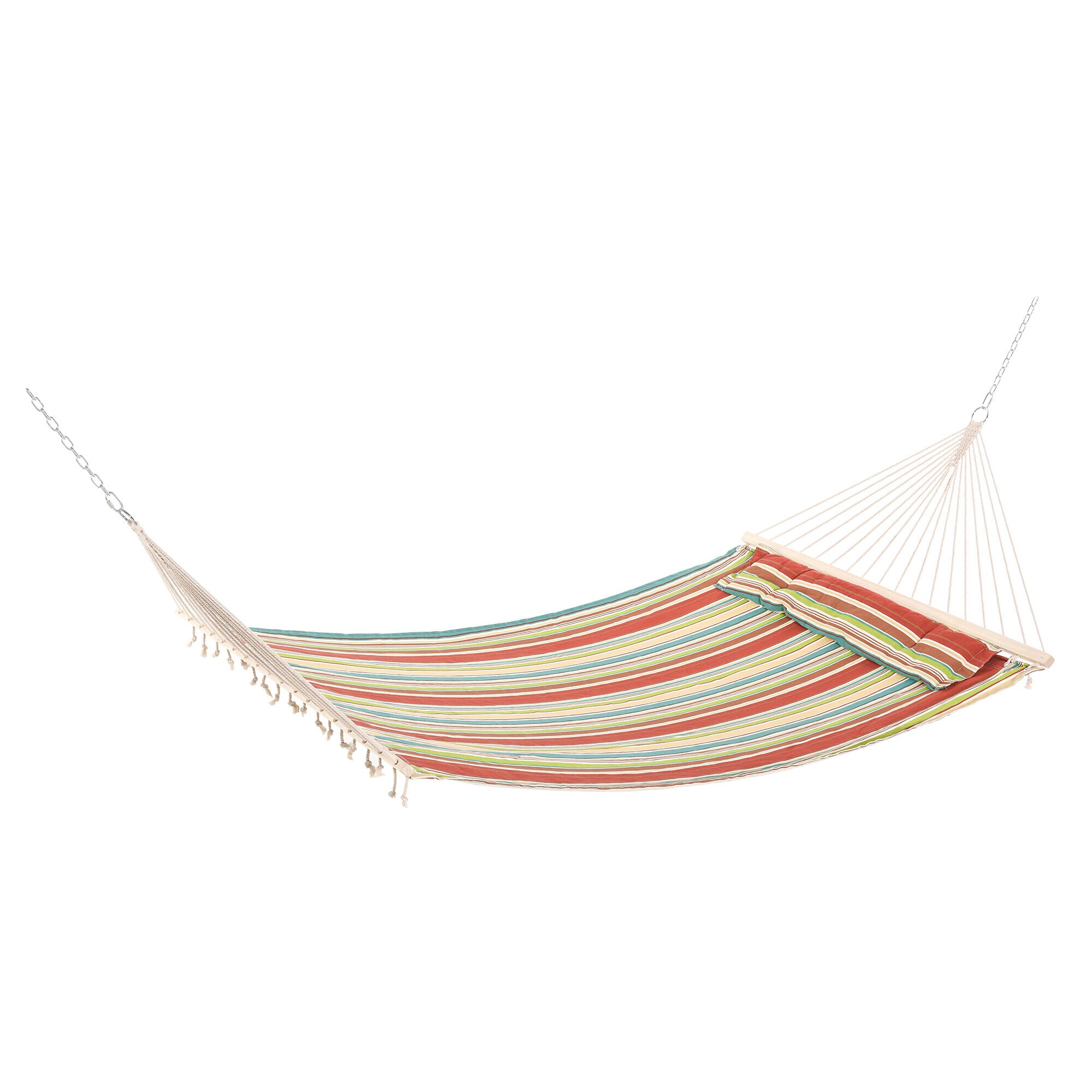 Outsunny Hängematte mit Kopfkissen bunt 284L x 140B cm