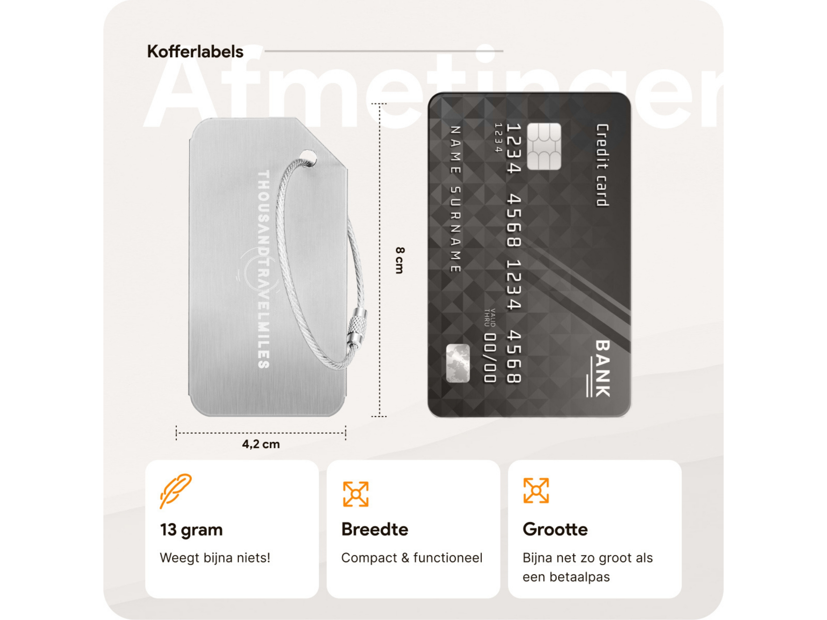 Thousandtravelmiles 2 kofferriemen met 2 bagagelabels - Silver