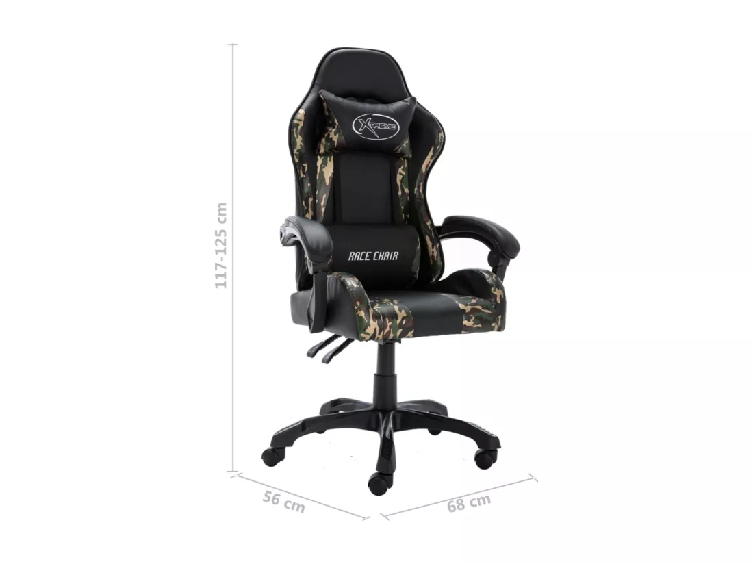 Fauteuil de jeux vidéo Noir et camouflage Similicuir