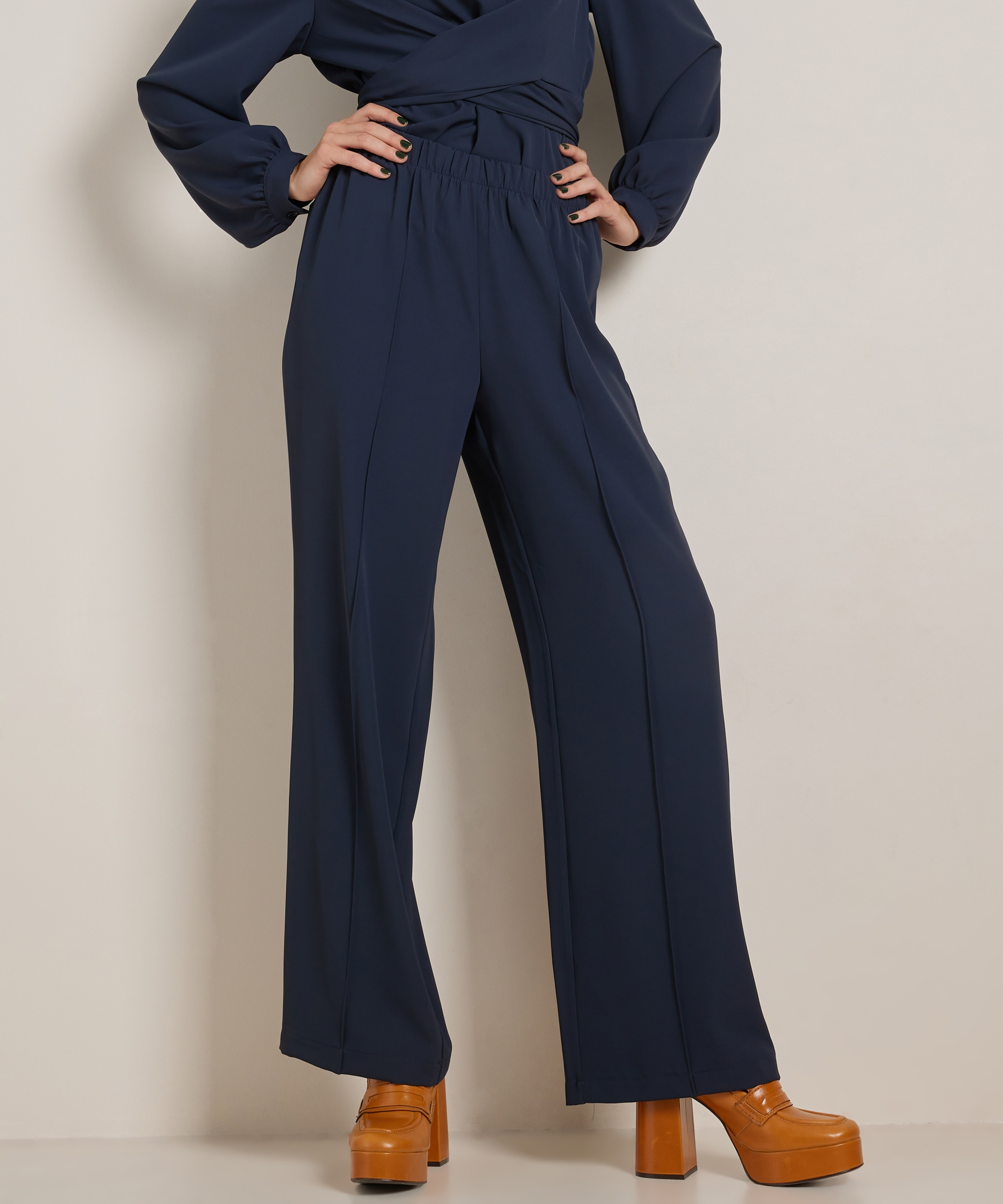 wide fit broek met naad