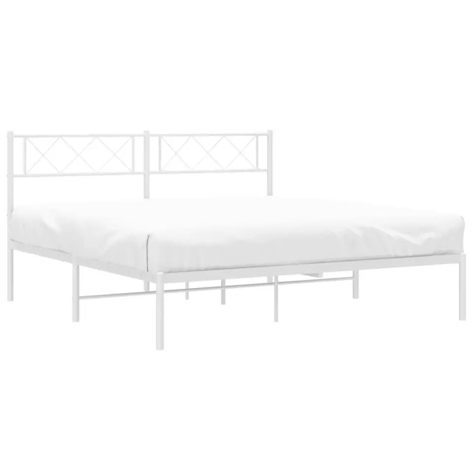 vidaXL - Metalen bed met hoofdbord - Wit - 120x200 cm