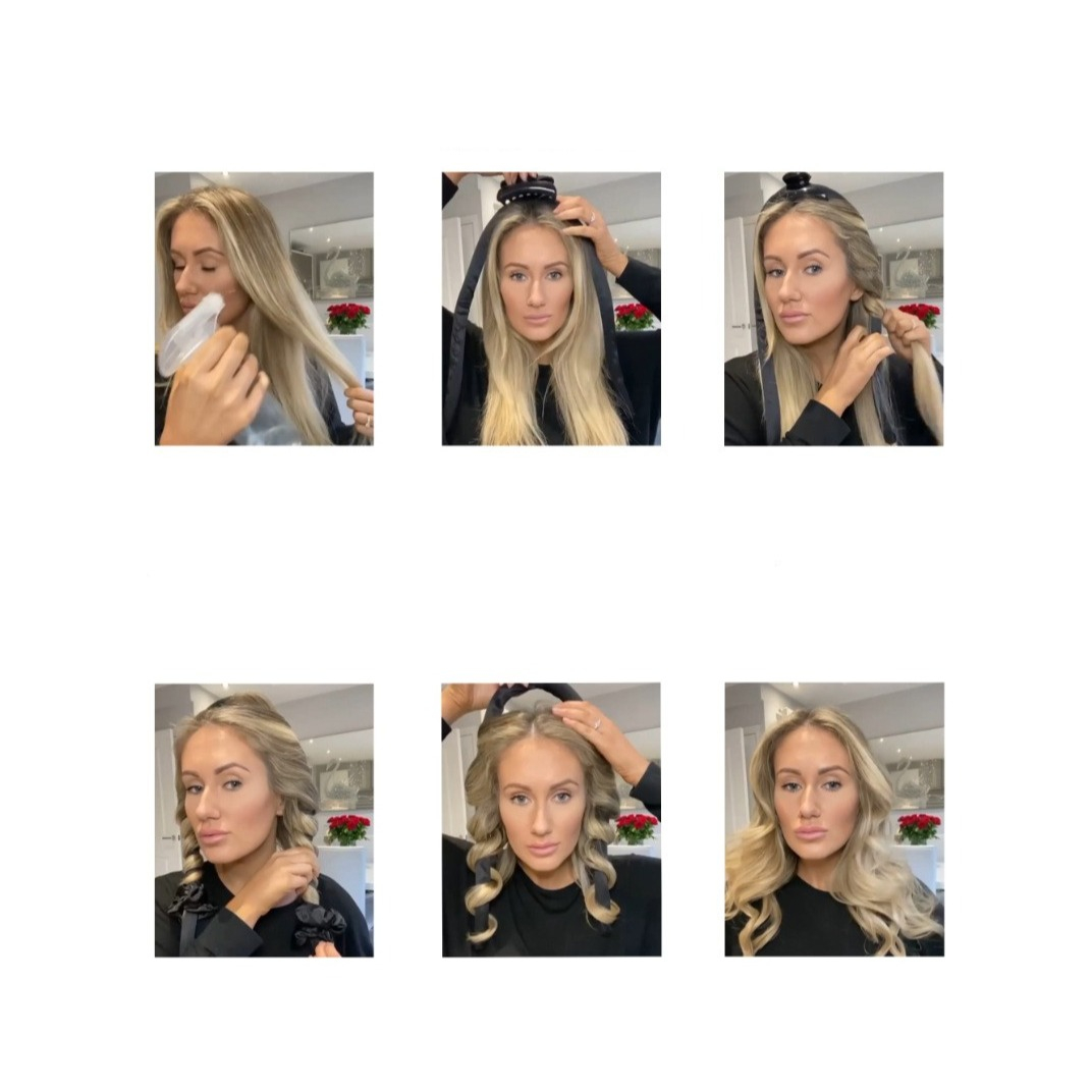 (4-tlg. Set) Locken Haarband Heatless Curler Sockenlocken Haar Styling ohne Hitze inkl. Haarspange   Haargummis - Beige