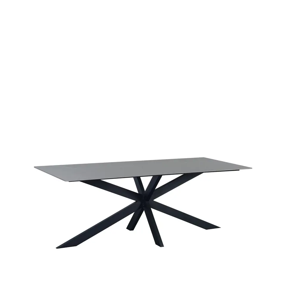 Eettafel Edin 230x100 cm marmerlook grijs - Stoneware - Grijs
