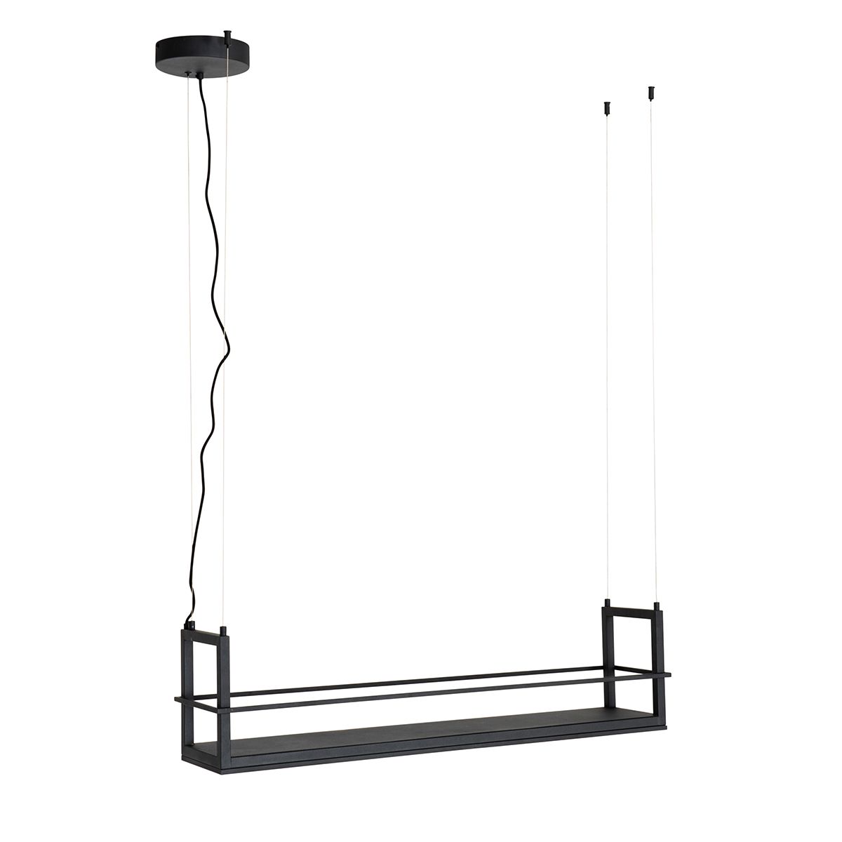 Hanglamp zwart met rek incl. LED 3-staps dimbaar - Cage Rack
