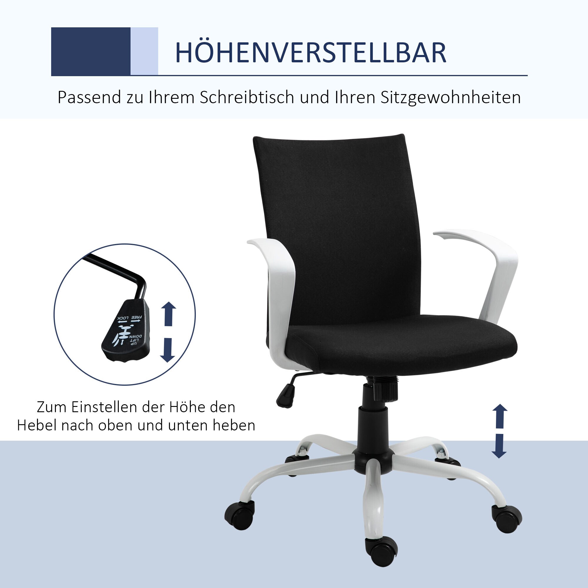 Vinsetto Bürostuhl höhenverstellbar 61 x 61 x 89-99 cm (BxTxH)