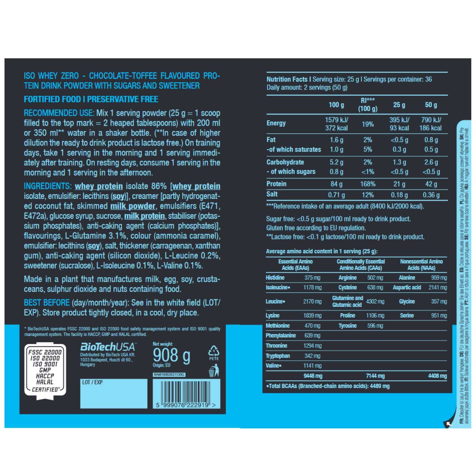Biotech USA Iso Whey Zero 500g