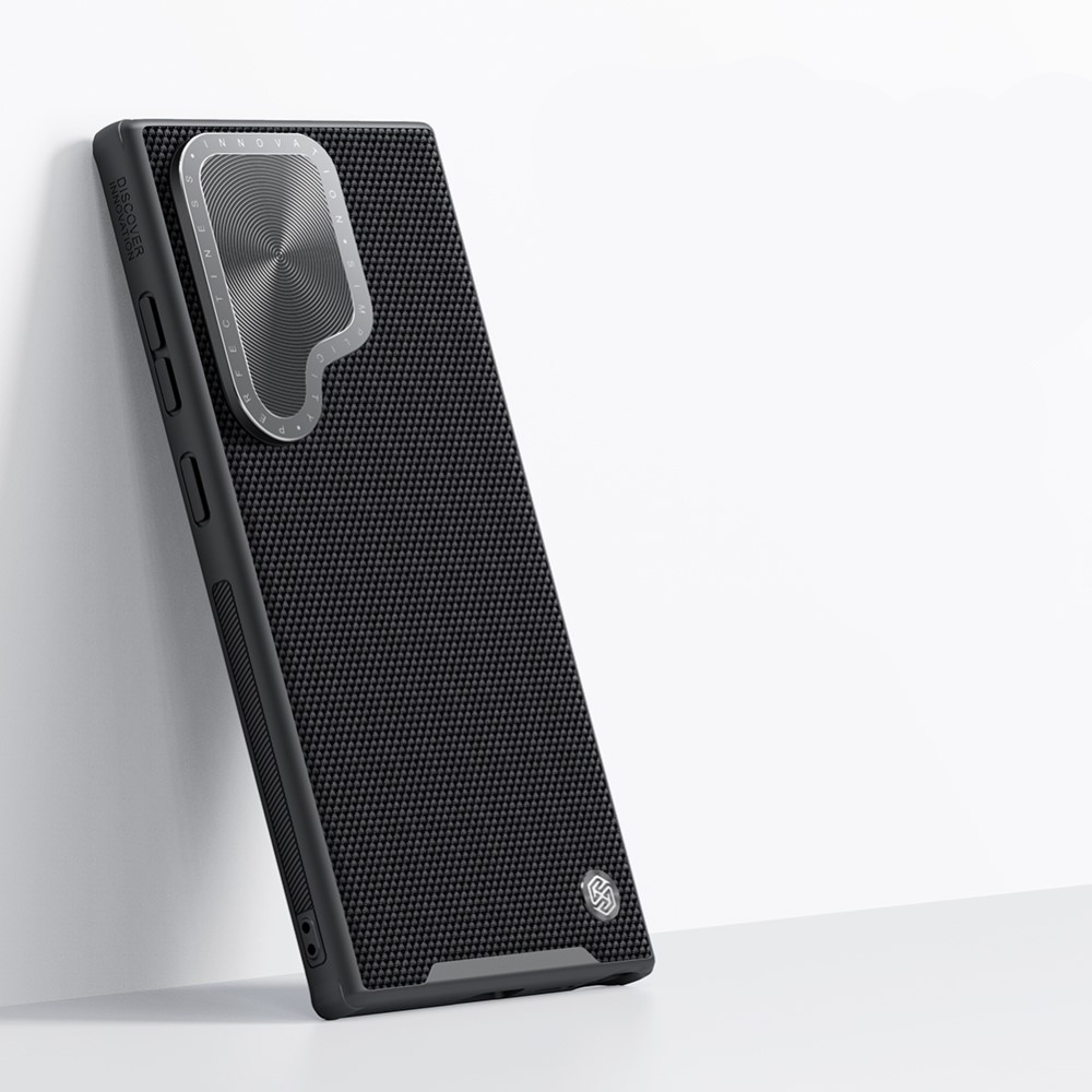 Samsung Galaxy S24 Ultra Hybrid Hardcase Hülle mit TPU Bumper im Nylon Design   Kamera Kickstand und MagSafe-Modul - Schwarz