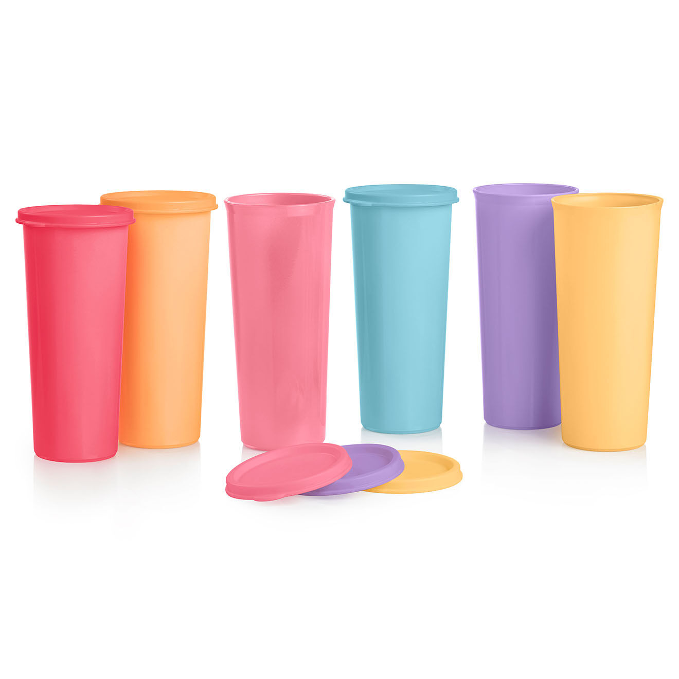 Tupperware 6 Gobelets avec couvercle Rainbow multicolores - 177ml