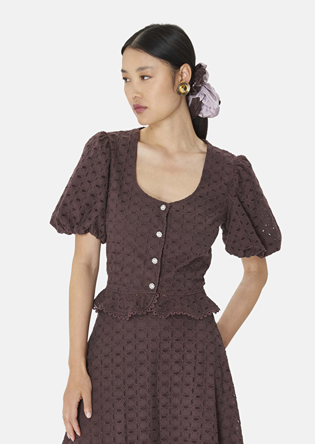 Chemise Clorindamarron en broderie anglaise