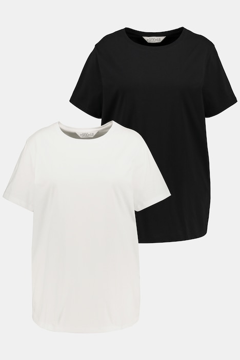 Longshirt, Rundhals, Oversized, Halbarm, Doppelpack