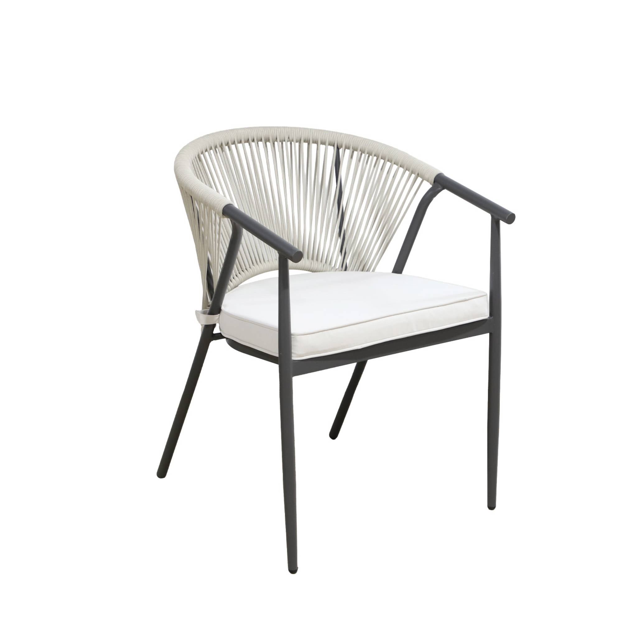 sweeek - Stapelbare tuinstoelen van staal en touwen (set van 2)