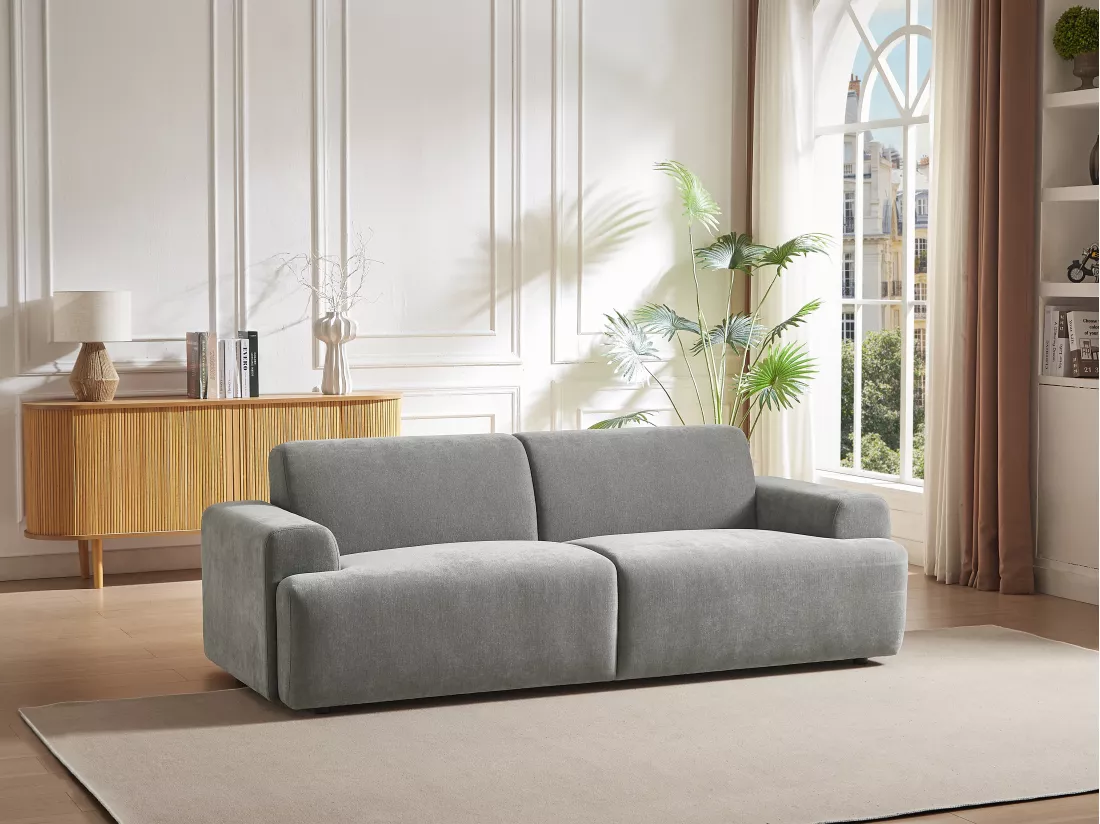 Canapé 3 places en tissu gris ARFURO
