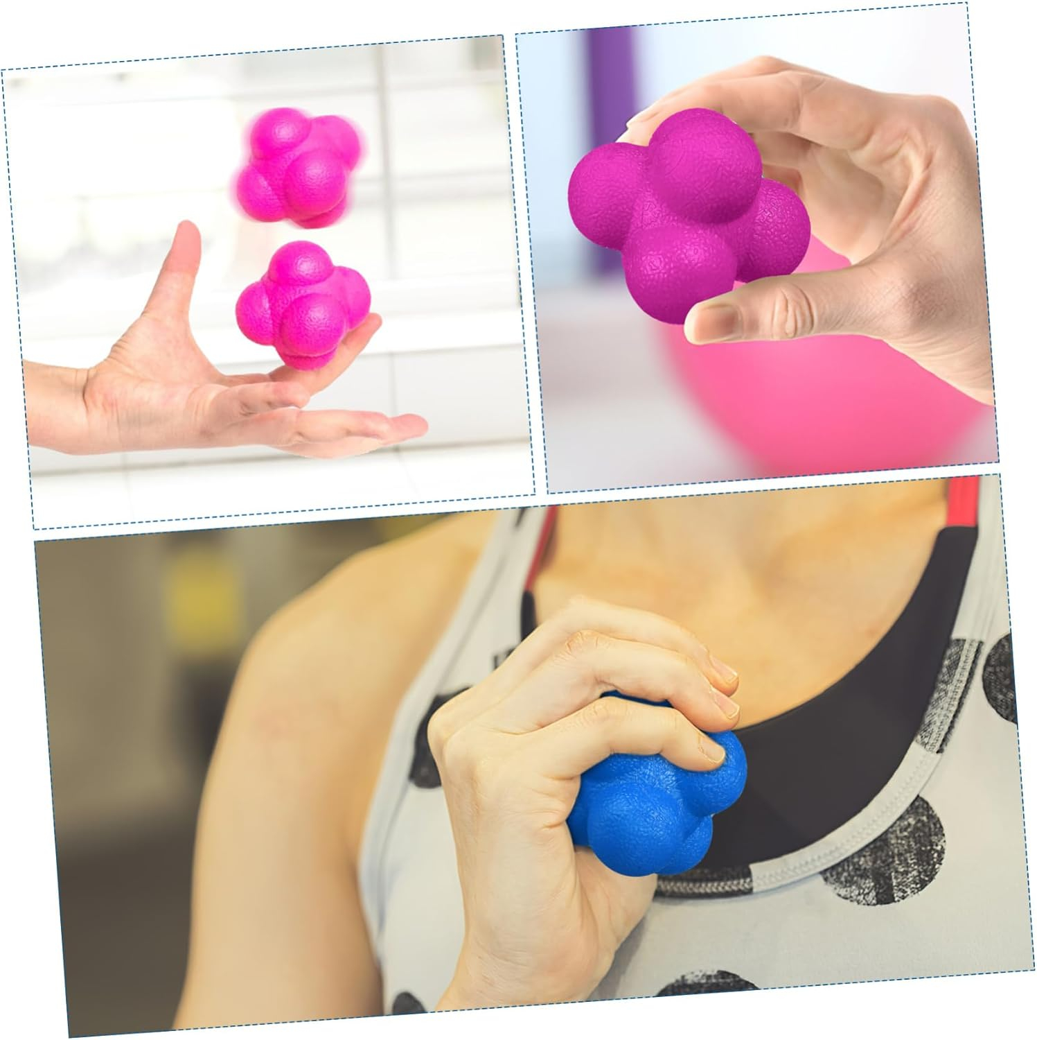 (6er Set) 5cm Fokus Reflex Ball Training Bouncing Hüpfball Spielzeug Flummi - Bunt