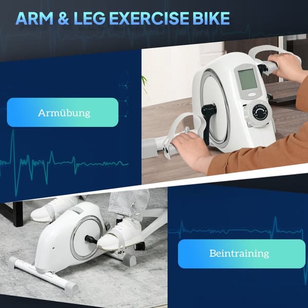 Pedaltrener minitreningssykkel for seniorer med 8 justerbare magnetiske motstander og LCD-skjermer treningssykkel for arm- og bentrener for hjemmetren