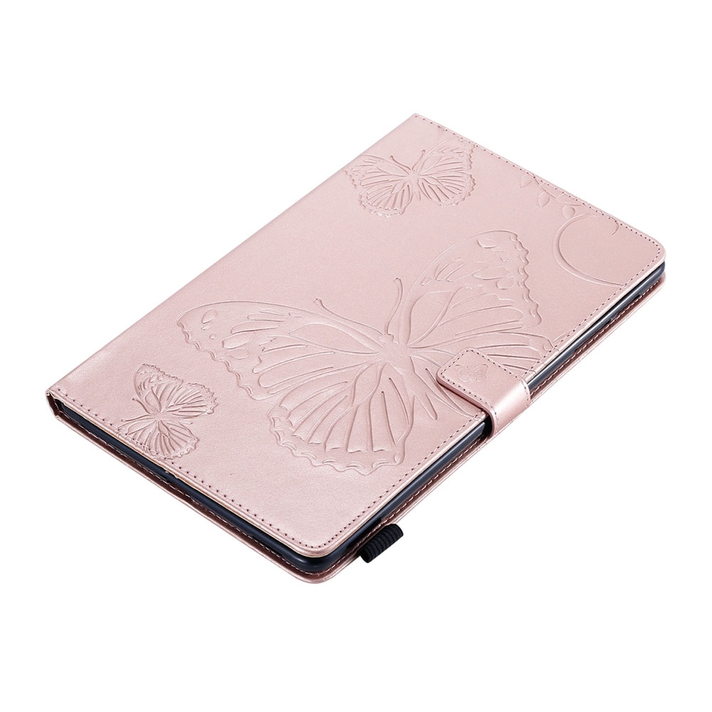 Samsung Galaxy Tab A 10.1 (2019) Leder Tasche Flip Cover Schmetterlinge - Roségold