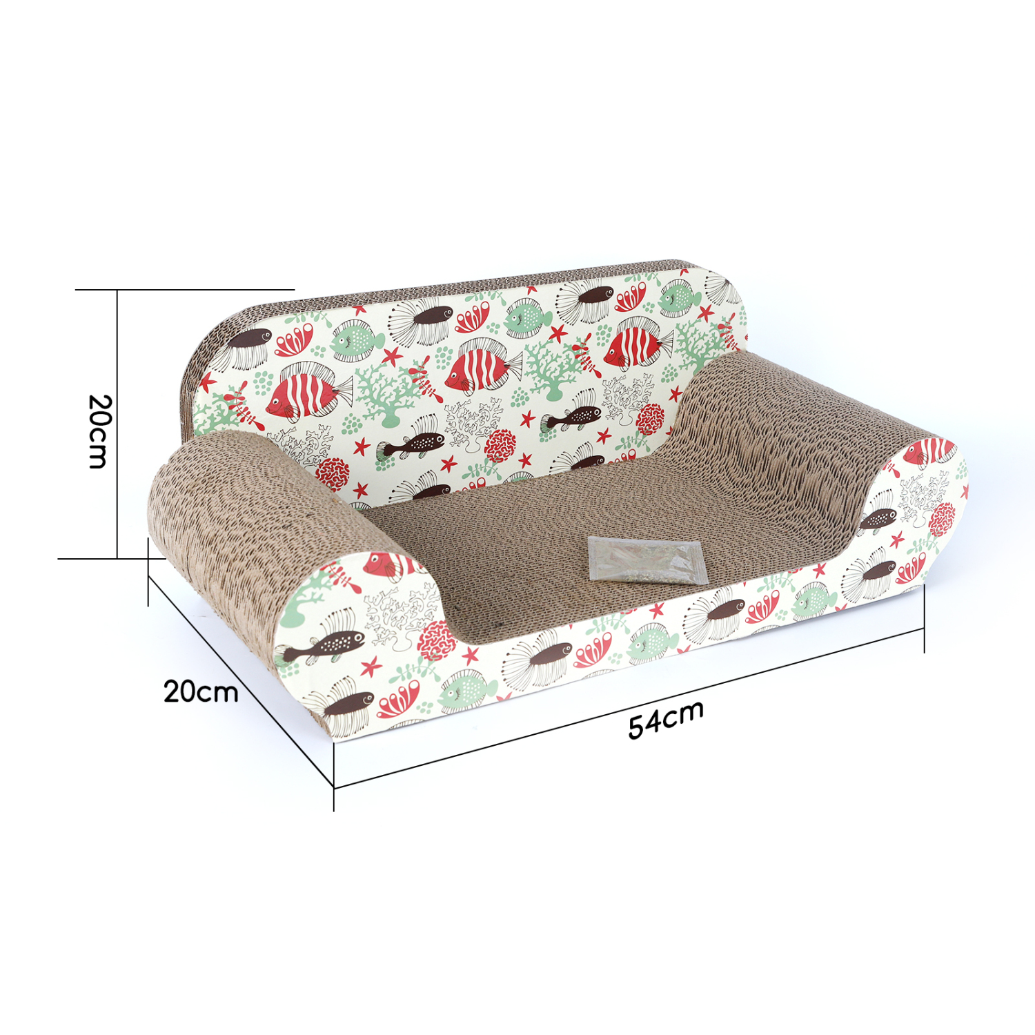 Arranhador de papelão Nobleza para gatos grandes com brinquedo de catnip, 56*26*20cm