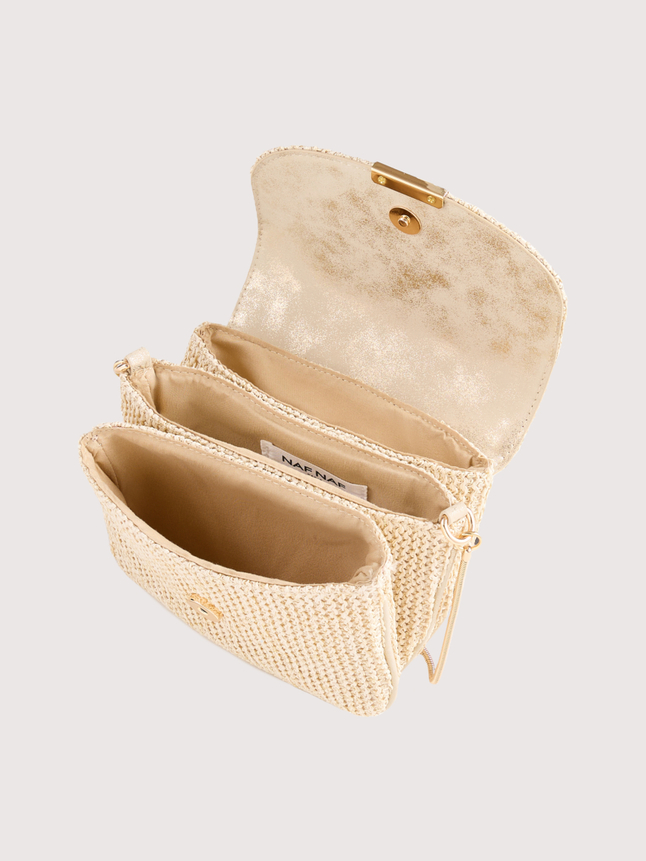 Sac besace multipoches paille