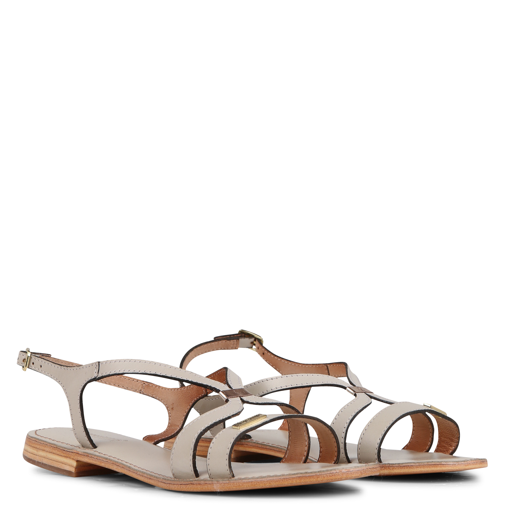 HAMOON - Sandales plates en cuir| Beige