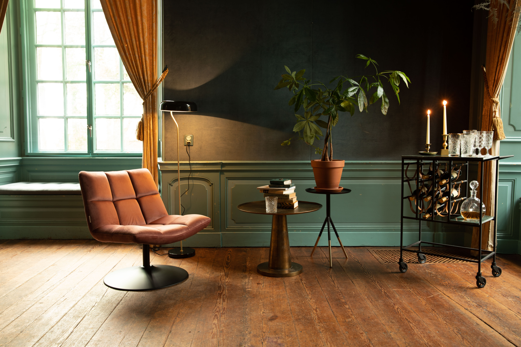 Fauteuil Bar Velvet goud/bruin