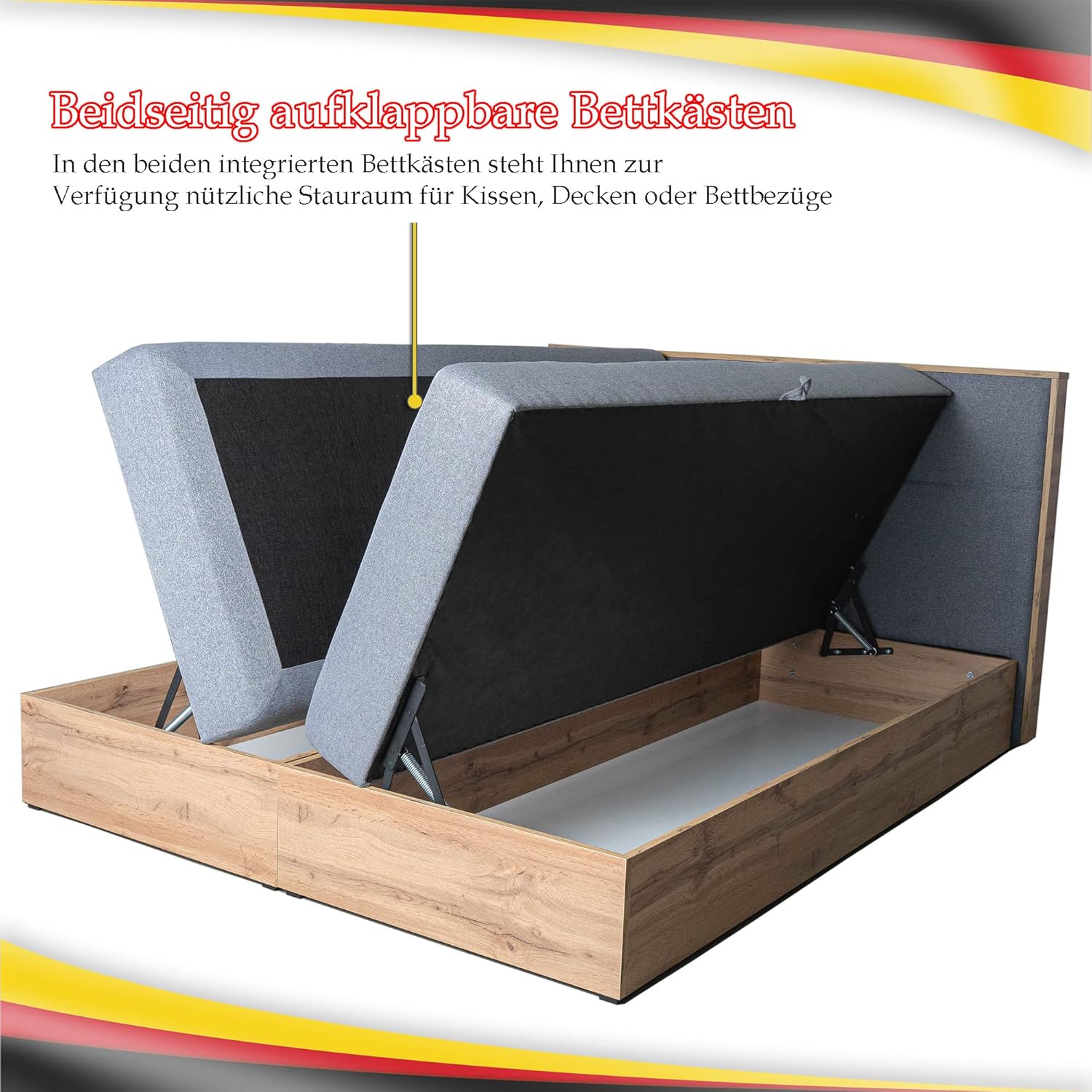 Furnistar Boxspringbett LOFT 1-180x200cm Braun. Doppelbett mit Bonellmatratze, Bettkasten, Topper, Kopfteil.