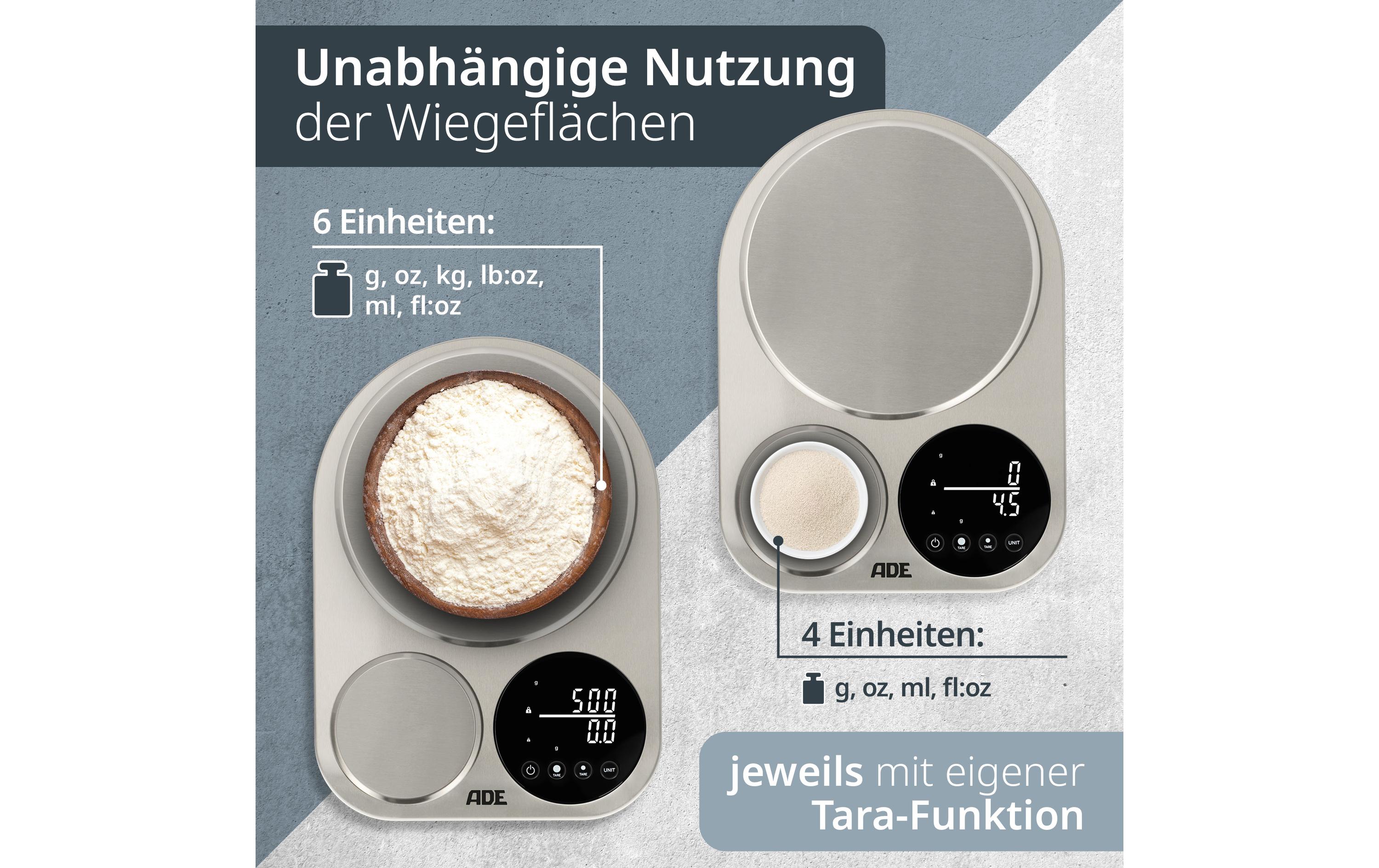 Küchenwaage Isabella SilberKüchenwaage mit 2 Messflächen