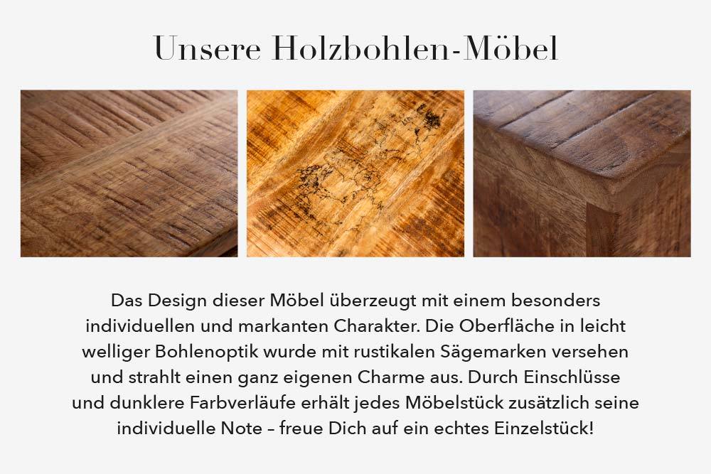 riess-ambiente Couchtisch IRON CRAFT- Massivholz 100cm Mangoholz mit Schublade schwarzes Metallgestell Wohnzimmer