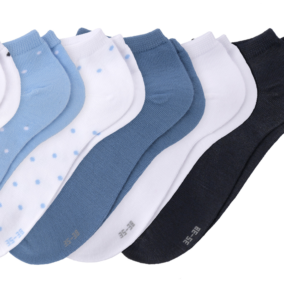 Gina Benotti 7 Paar Damen Sneaker-Socken im Set hellblau / weiss / blau