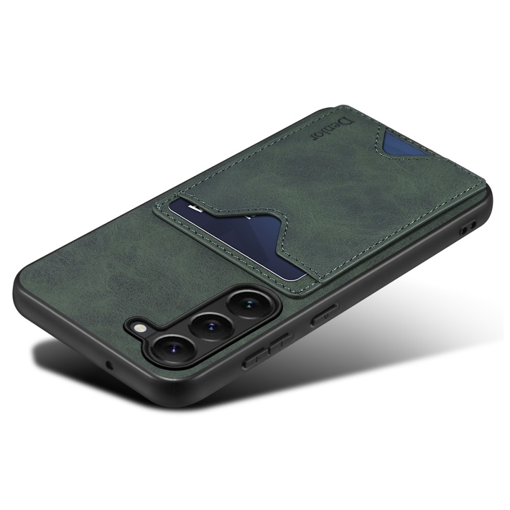 Samsung Galaxy S24 Hybrid Leder Hülle mit Magnetischem Kartenfach   Kickstand Aufsteller - Grün