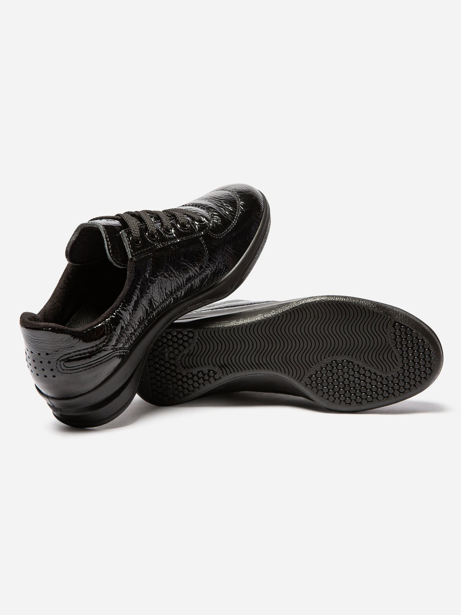 Baskets Femme Fabriquées En France Cuir Vernis Noir