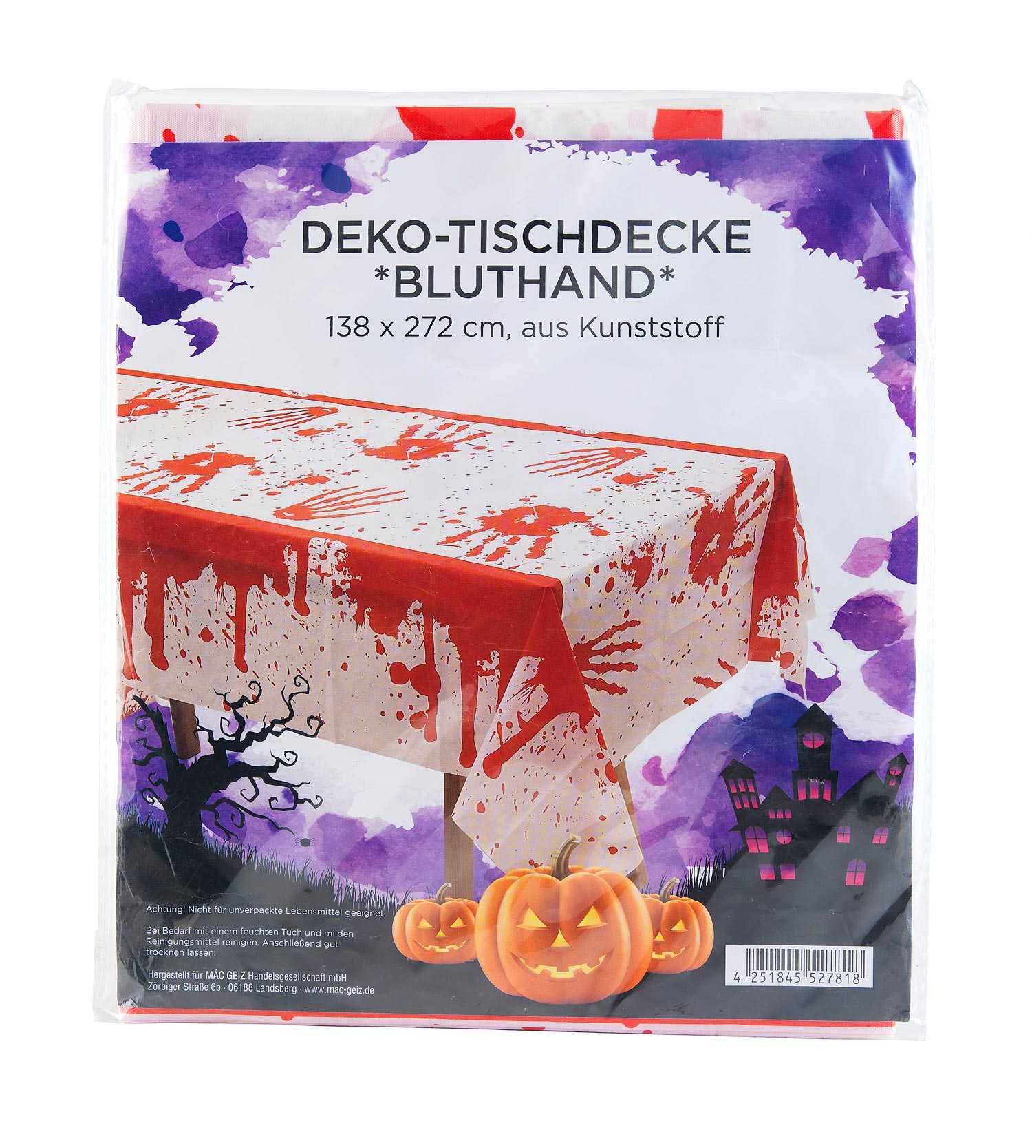 Halloween Tischdecke Bluthand 138x272cm