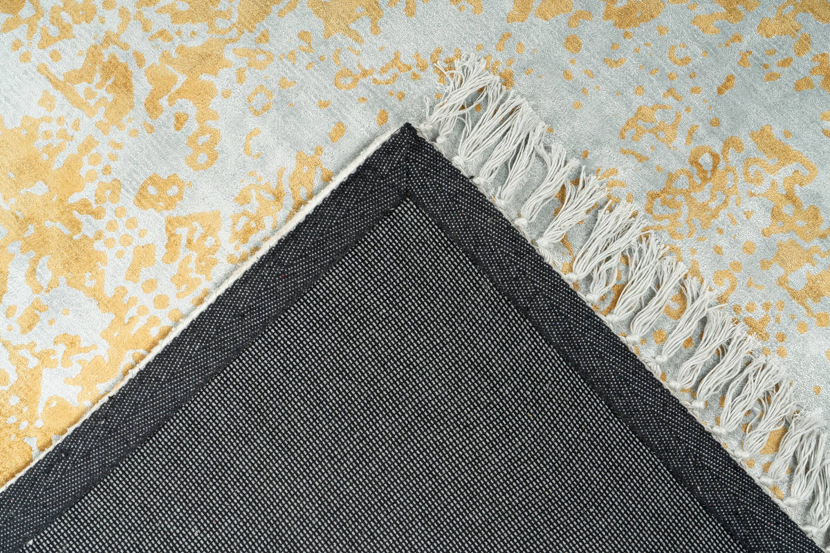Kurzflorteppich DOLCE VITA 300 - grau-gold - handgewebt - 80x150 cm