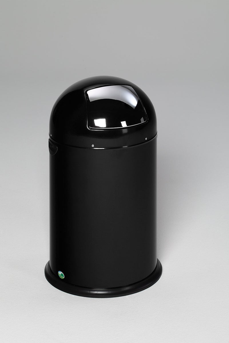 PROREGAL Classic afvalbak met klep, 40 liter binnenbak, HxBxD 73 x 46,5 x 46,5 cm, gegalvaniseerd staal, zwart