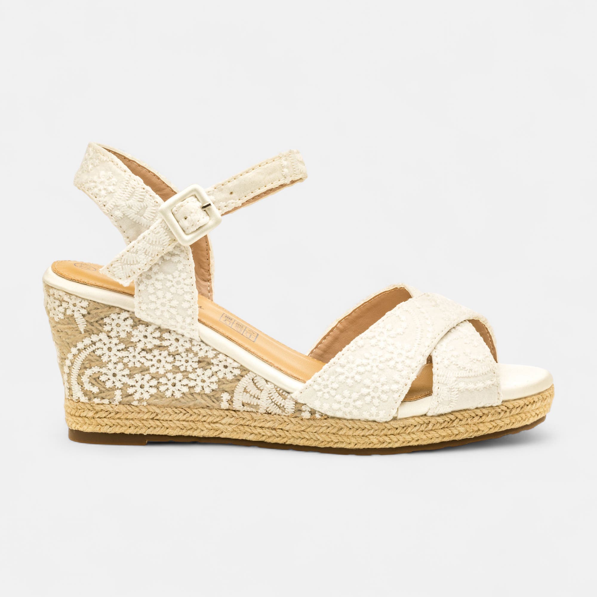 Nu-pieds à talon compensé Femme blanc