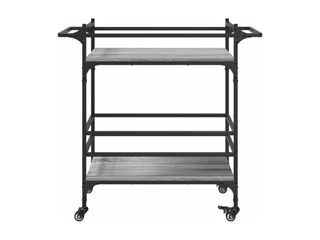 Chariot de cuisine sonoma gris 82x40x78,5 cm bois d'ingénierie