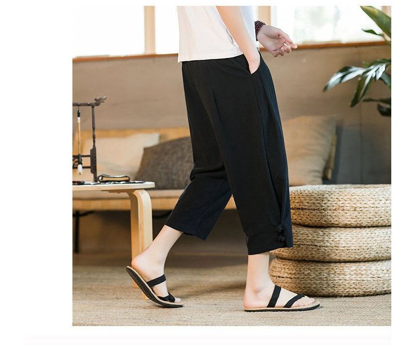Lefitt - Hoge taille effen harem capribroek