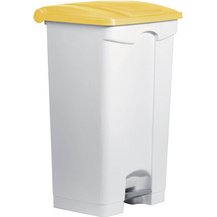Poubelle à pédale 'the step', 90 litres, blanc/jaune