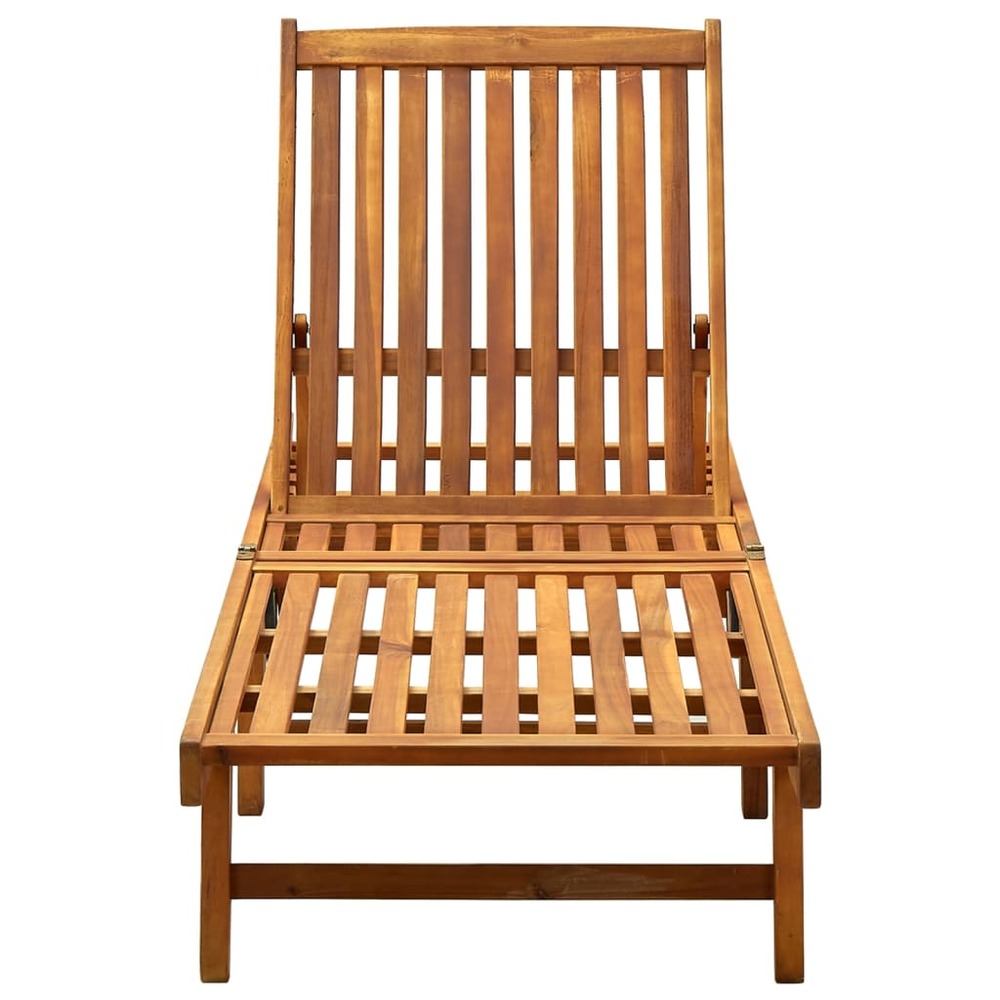 Transat chaise longue bain de soleil lit de jardin terrasse meuble d'extérieur avec coussin bois d'acacia solide