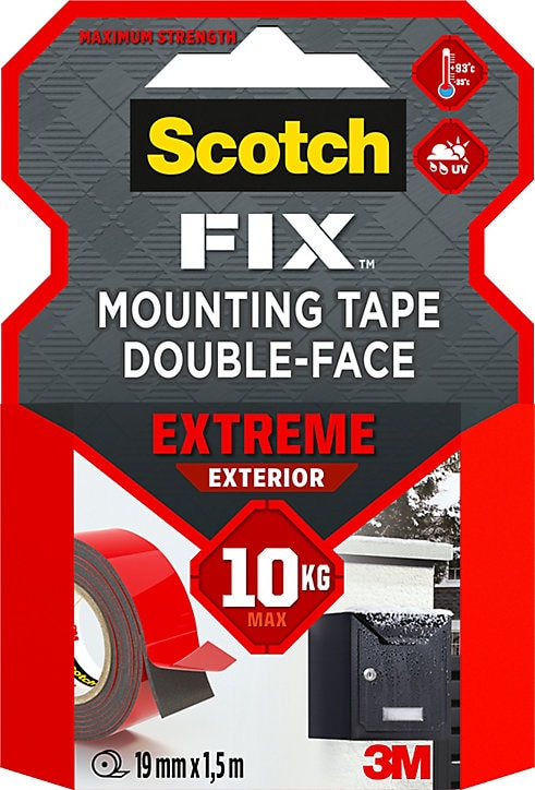 Double face intérieur Scotch Extrême 19 mm x 1.5 m noir, 10 kg