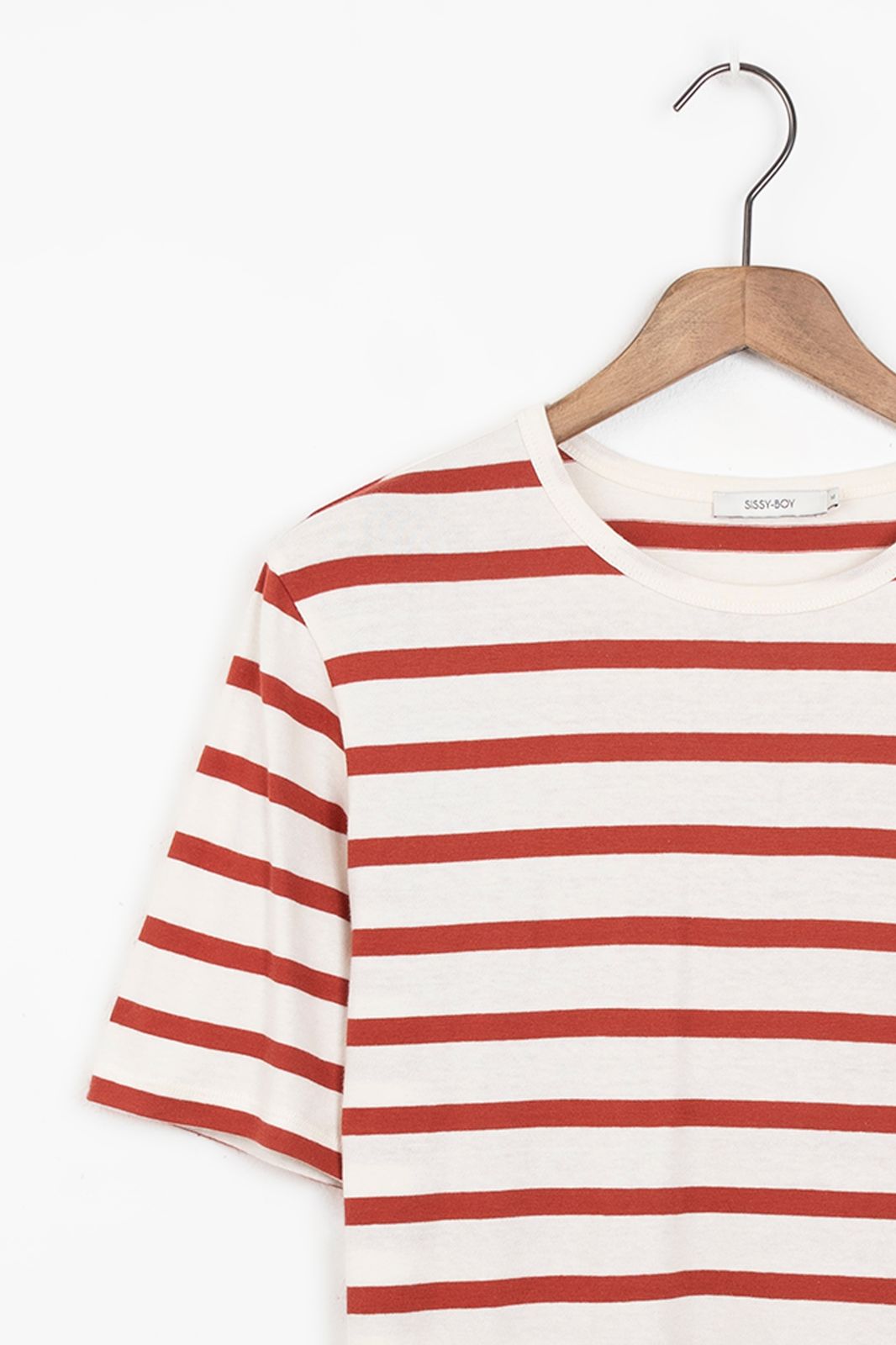 Donkerrood gestreept T-shirt
