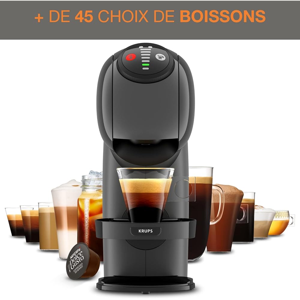 Nescafé Dolce Gusto Krups Machine à café dosettes multi-boissons, 0,8 L, Taille des boissons ajustable, Machine à espresso, Cafetière compacte, Arrêt automatique, Genio S KP243B10 : Cuisine et Maison