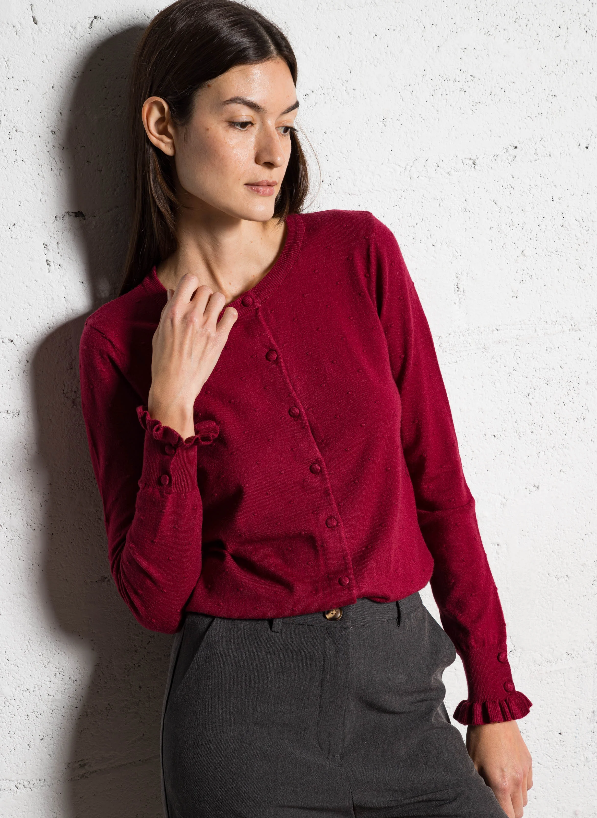 FORINA - Gilet à pois en relief | Rose