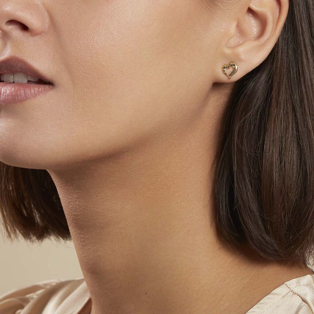 Boucles D'oreilles Puces Anne-maudae Coeurs Or Jaune