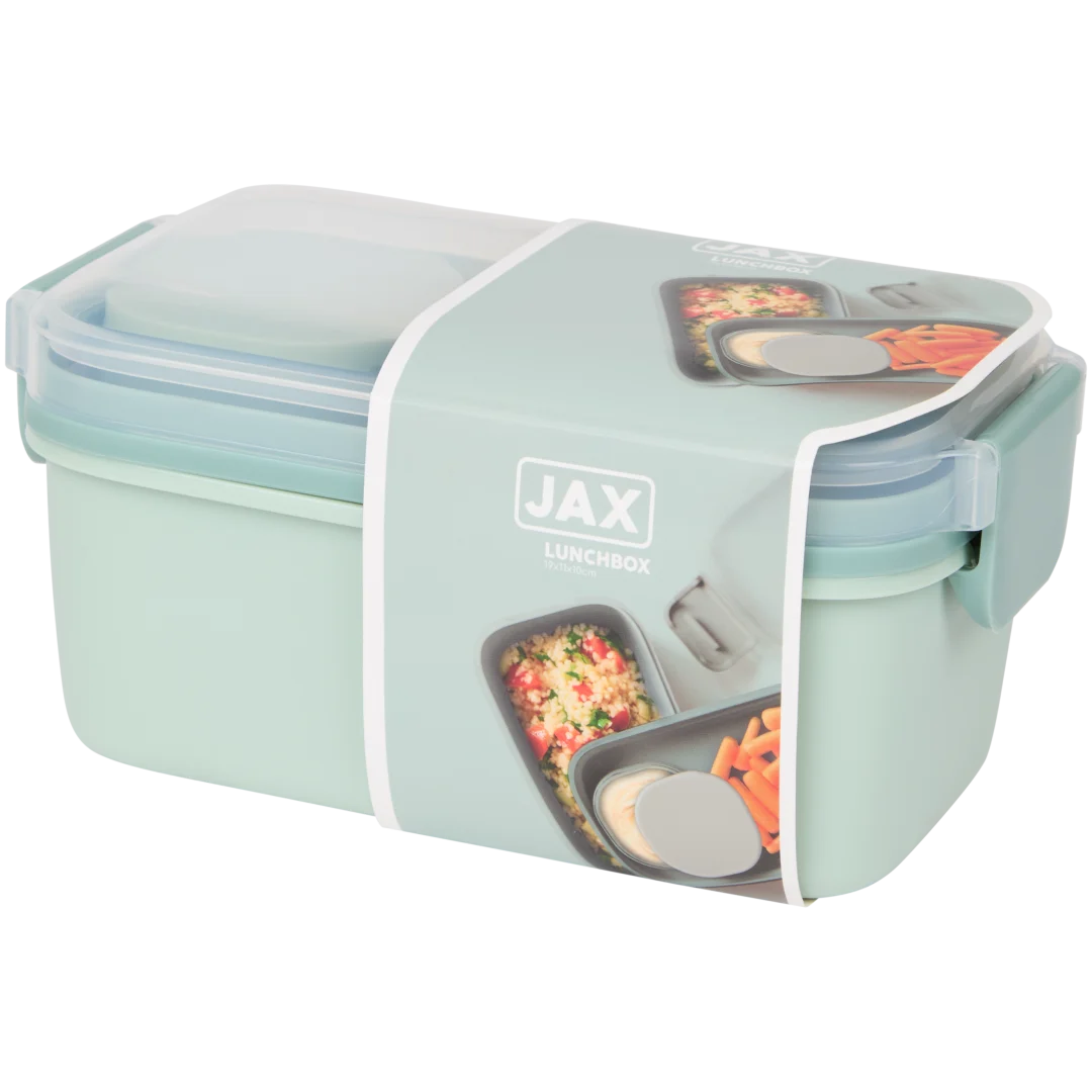 Jax lunchbox met divider 19 x 11 x 10 cm | diverse kleuren