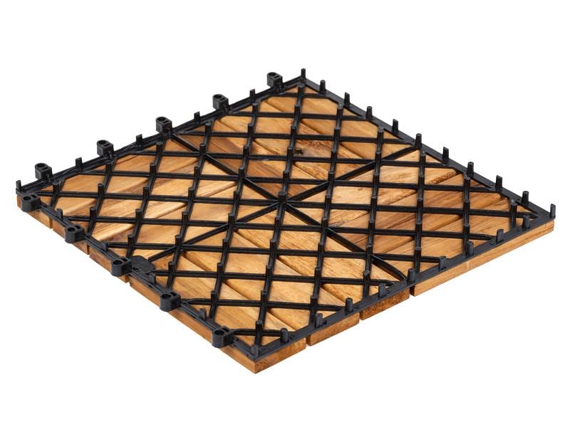 COCON Balkon- und Terrassenplatten Akazie, 30 x 30 cm, 6 St Set aus 6 Holzfliesen mit 12 Lamellen in Mosaik-Optik