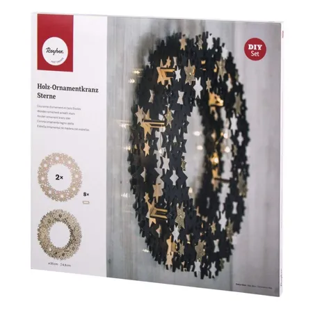 Rayher Holz-Ornamentkranz Stern, 35cm ø