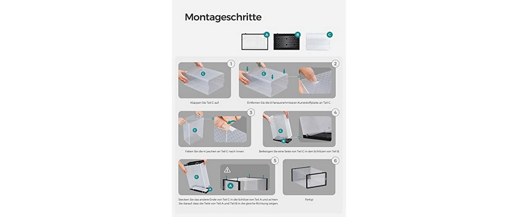 Schuhschrank stapelbar 18-er Set, SchwarzSchuhboxen
