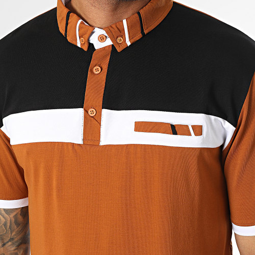 Polo Manches Courtes Marron Noir