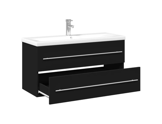 VIDAXL - Armoire lavabo de salle de bain avec bassin intégré noir